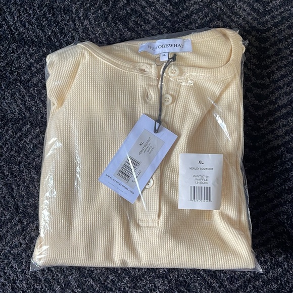 WeWoreWhat - Henley Bodysuit - Ecru XL - Picture 3 of 9